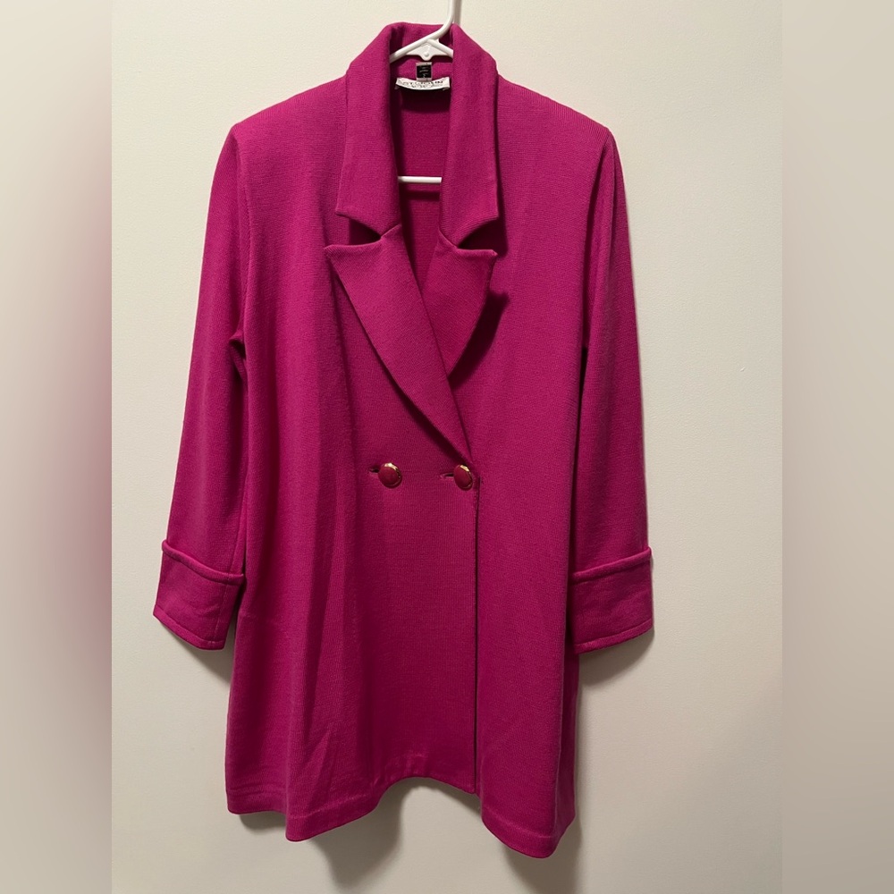 St. John by Marie Gray Fuchsia Double-Breasted Knit Blazer/Swing coat sz S